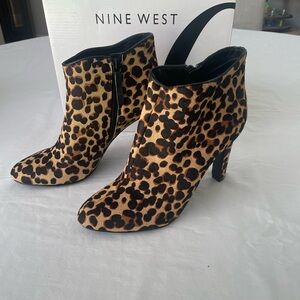 Nine West Leopard Print Ankle Booties - Brown/Black